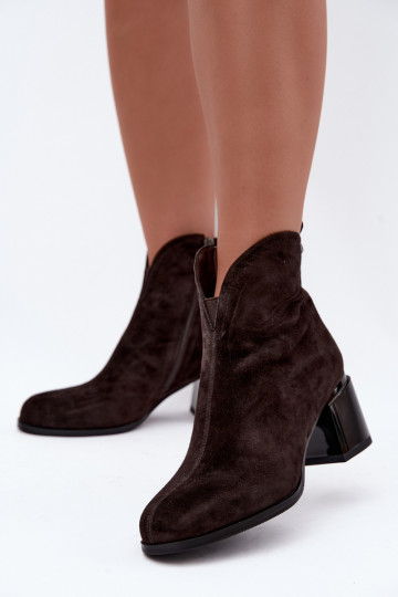 Botas de ante sintético con tacón Vinceza 91178 chocolate