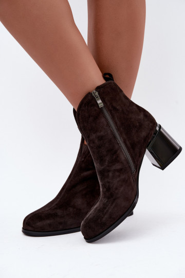 Botas de ante sintético con tacón Vinceza 91178 chocolate 2