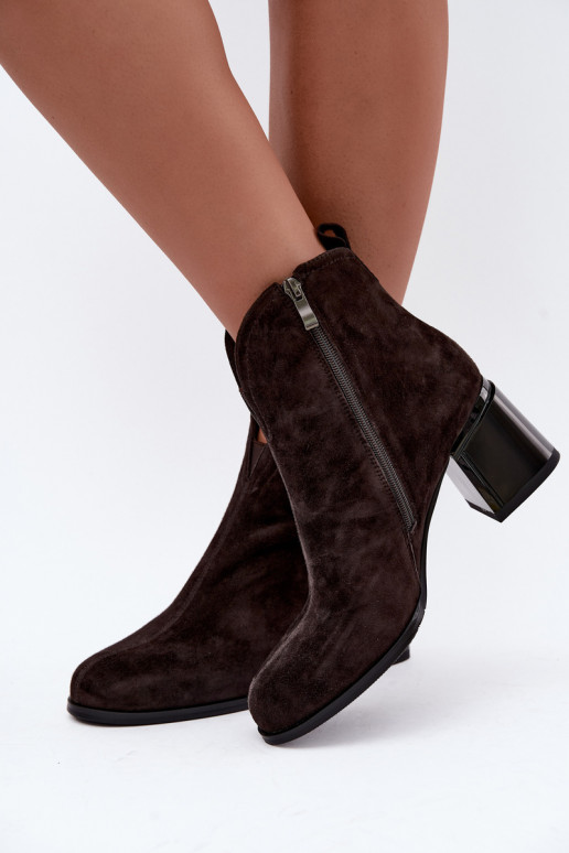 Botas de ante sintético con tacón Vinceza 91178 chocolate