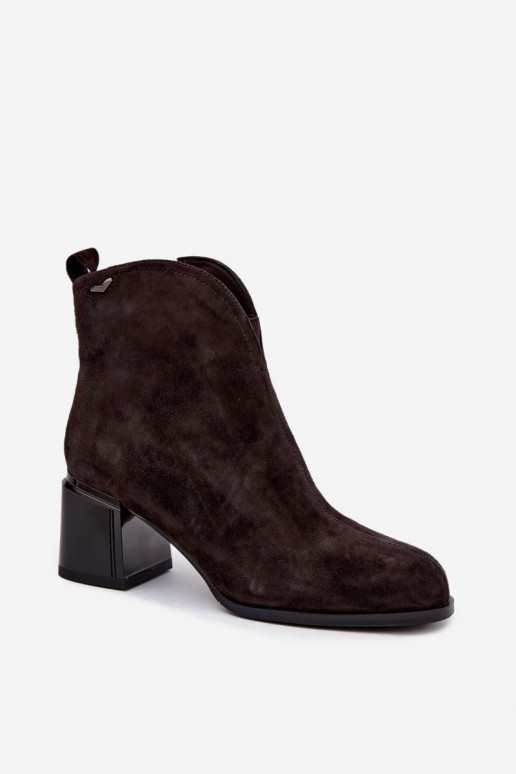 Botas de ante sintético con tacón Vinceza 91178 chocolate