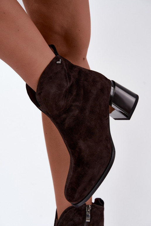 Botas de ante sintético con tacón Vinceza 91178 chocolate