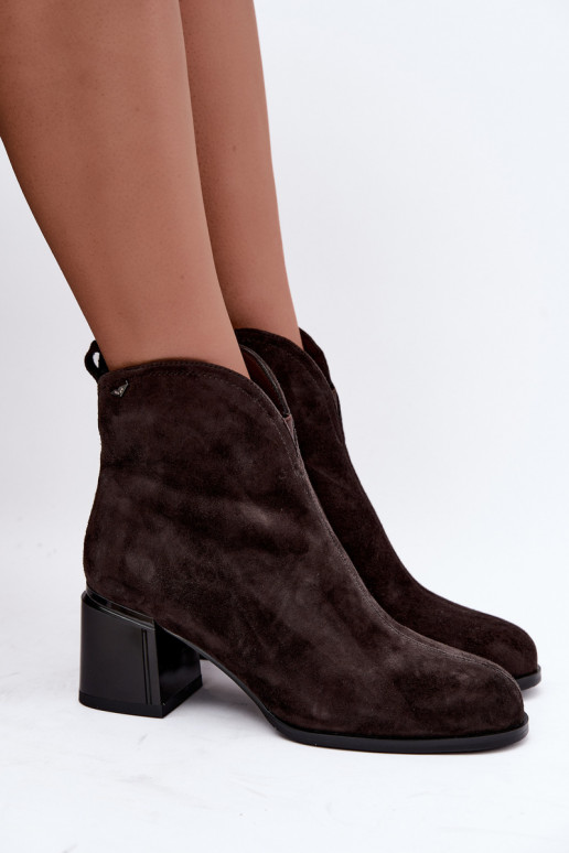 Botas de ante sintético con tacón Vinceza 91178 chocolate