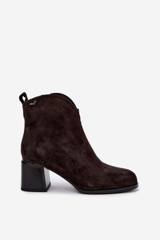 Botas de ante sintético con tacón Vinceza 91178 chocolate