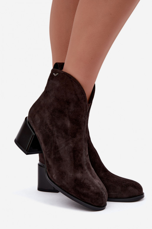 Botas de ante sintético con tacón Vinceza 91178 chocolate