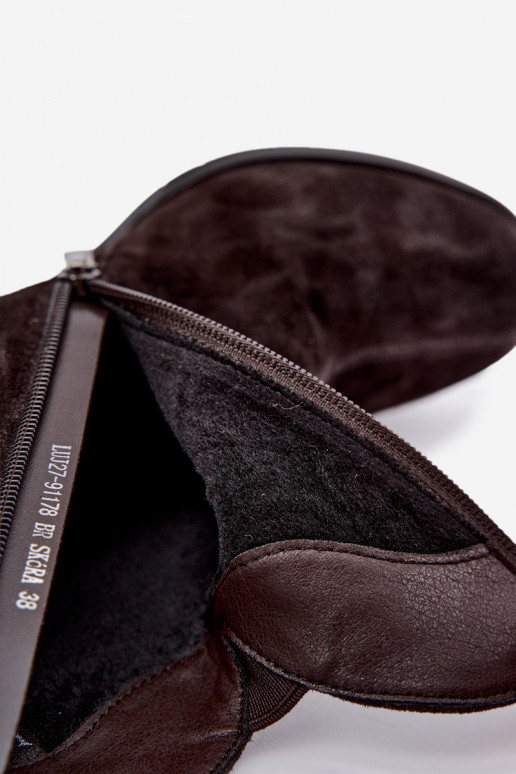 Botas de ante sintético con tacón Vinceza 91178 chocolate