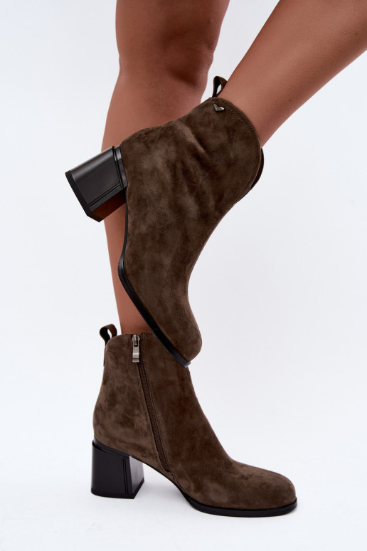 Botas de ante sintético con tacón Vinceza 91178 caqui