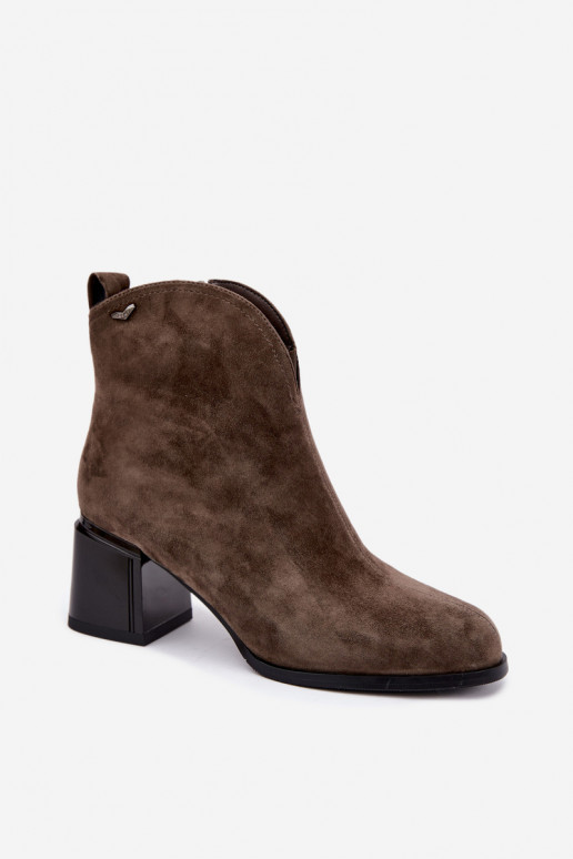 Botas de ante sintético con tacón Vinceza 91178 caqui
