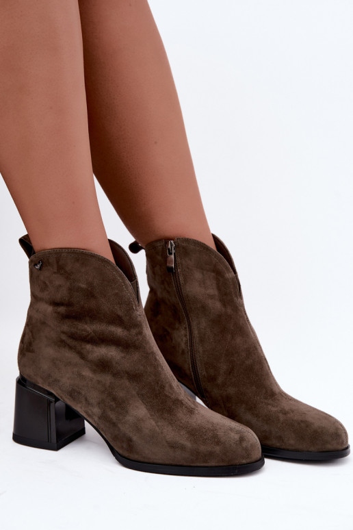 Botas de ante sintético con tacón Vinceza 91178 caqui