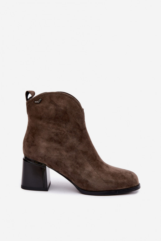 Botas de ante sintético con tacón Vinceza 91178 caqui