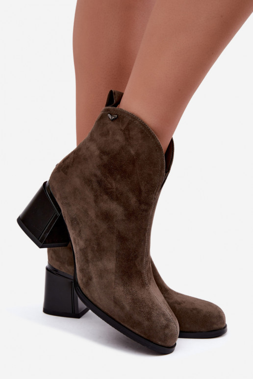 Botas de ante sintético con tacón Vinceza 91178 caqui