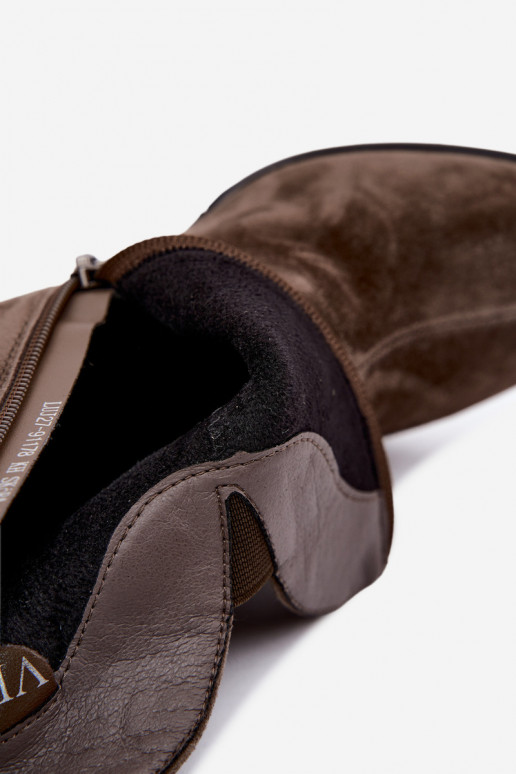 Botas de ante sintético con tacón Vinceza 91178 caqui