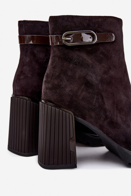 Botines aislados de ante sintético con tacón Vinceza 91172 chocolate