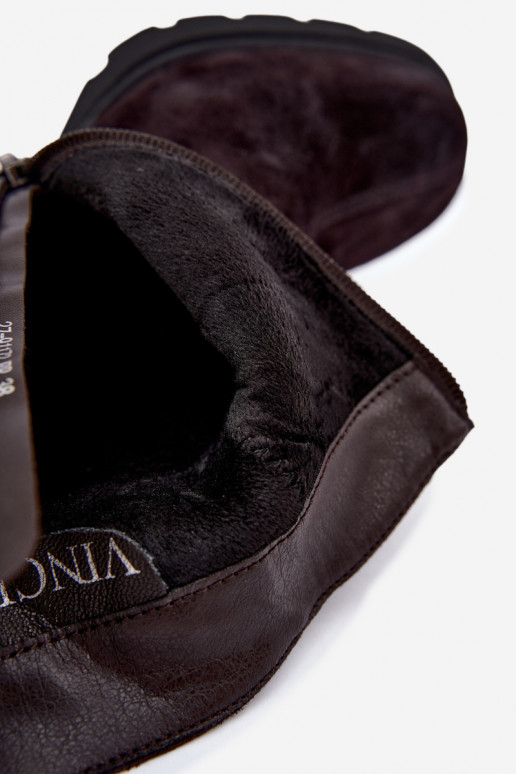 Botines aislados de ante sintético con tacón Vinceza 91172 chocolate