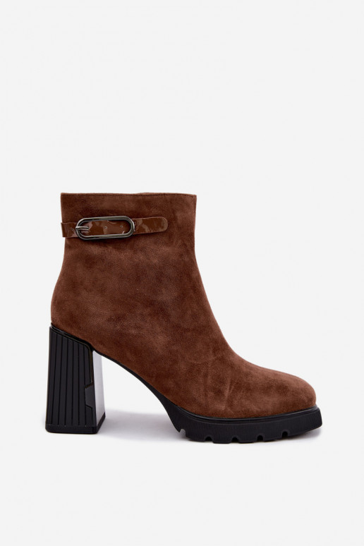 Botines aislados de ante sintético con tacón Vinceza 91172 marrón