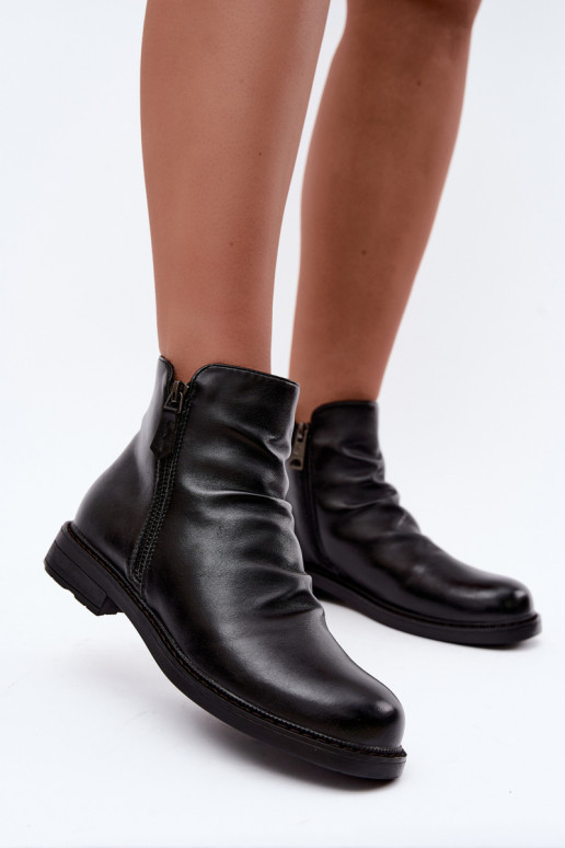 Botines aislados con volantes y tacones anchos Vinceza 58683 negro