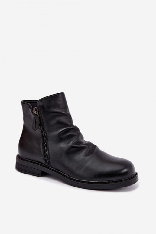 Botines aislados con volantes y tacones anchos Vinceza 58683 negro
