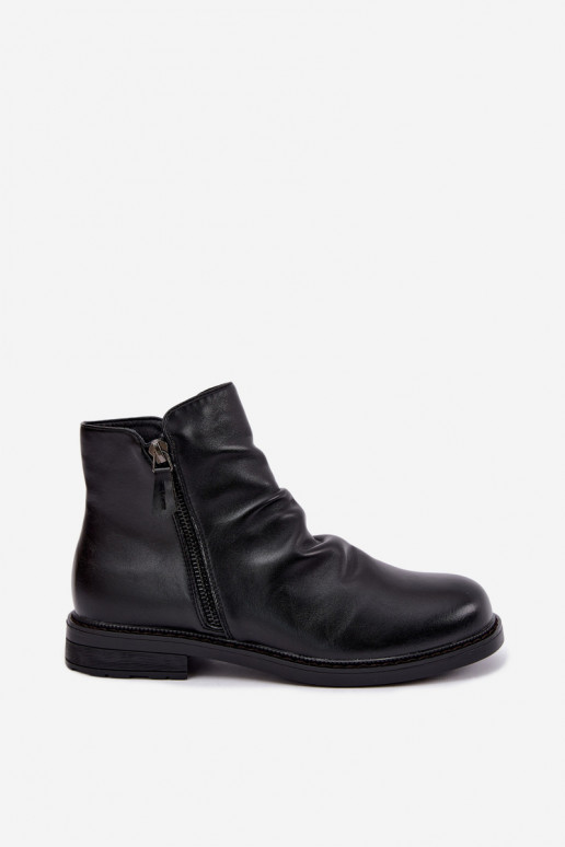 Botines aislados con volantes y tacones anchos Vinceza 58683 negro