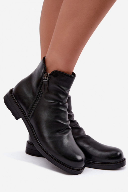 Botines aislados con volantes y tacones anchos Vinceza 58683 negro