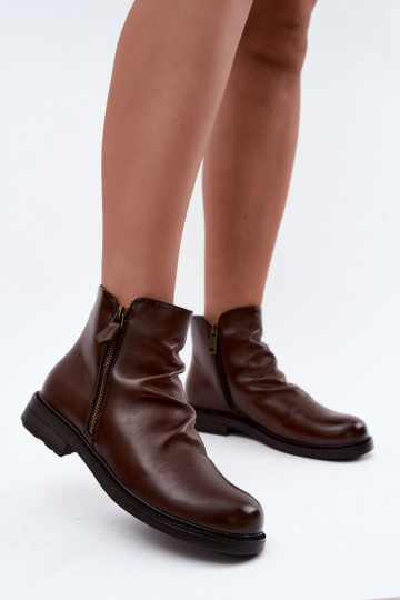 Botines aislados con volantes y tacones anchos Vinceza 58683 marrón 2