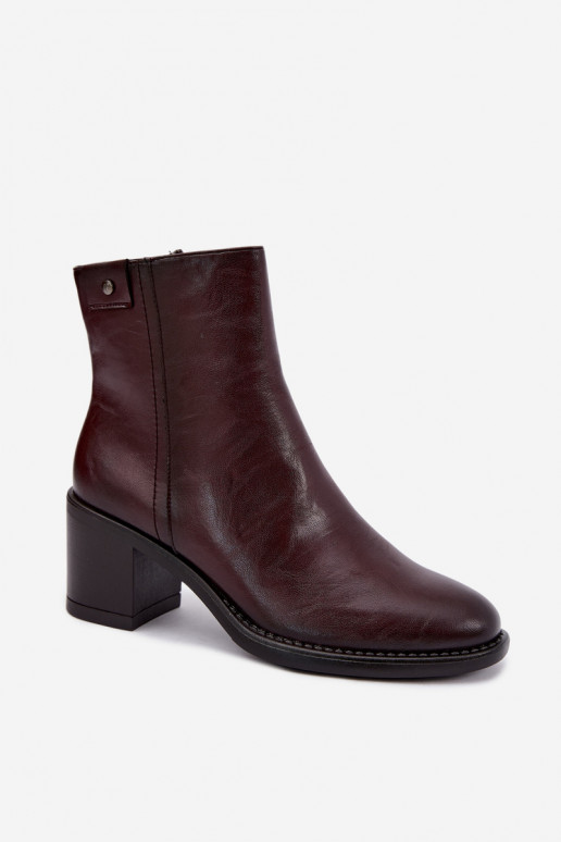 Botines aislados con tacón Vinceza 58655 burdeos