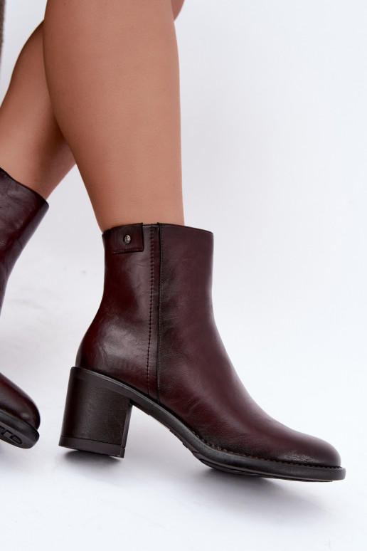 Botines aislados con tacón Vinceza 58655 burdeos