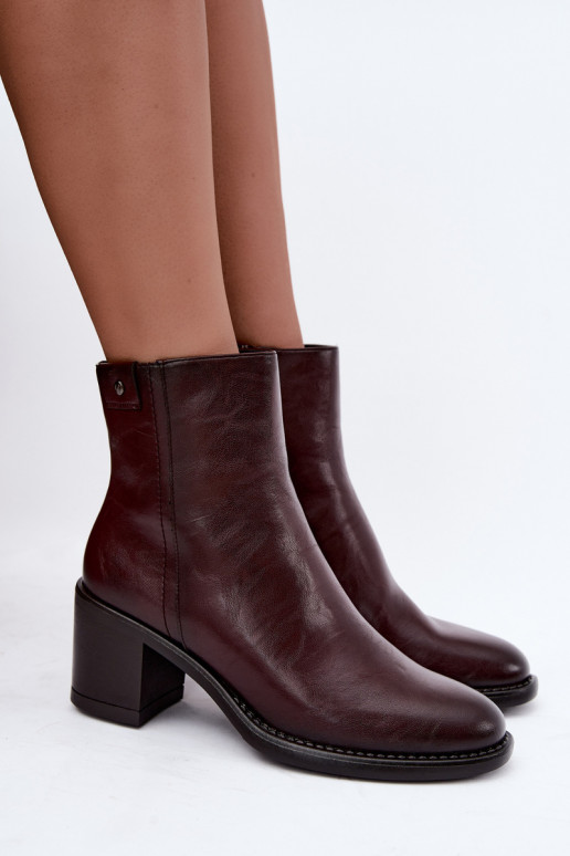 Botines aislados con tacón Vinceza 58655 burdeos