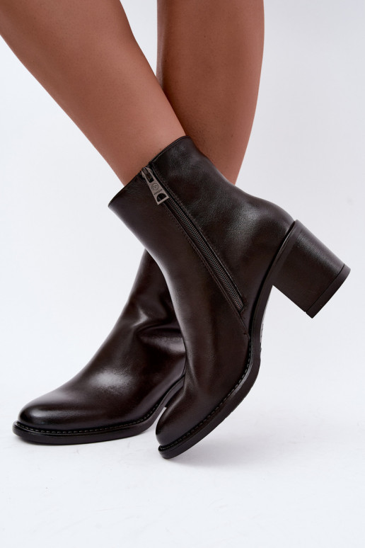 Botines aislados con tacón Vinceza 58655 chocolate