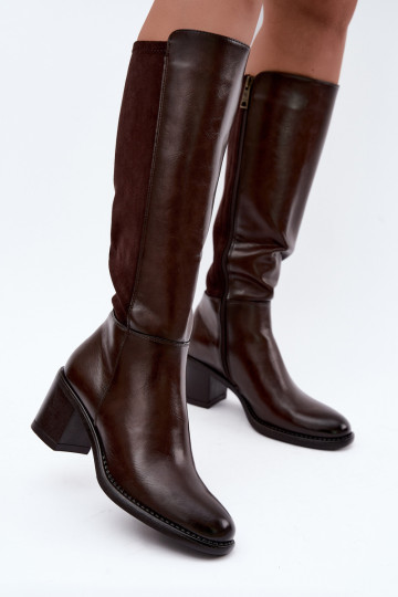 Botas largas aisladas con tacón Vinceza 58652 chocolate