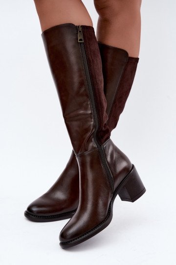 Botas largas aisladas con tacón Vinceza 58652 chocolate 2