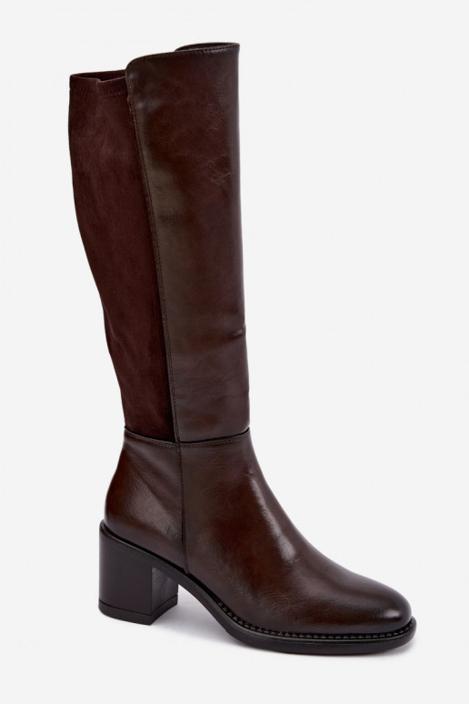 Botas largas aisladas con tacón Vinceza 58652 chocolate