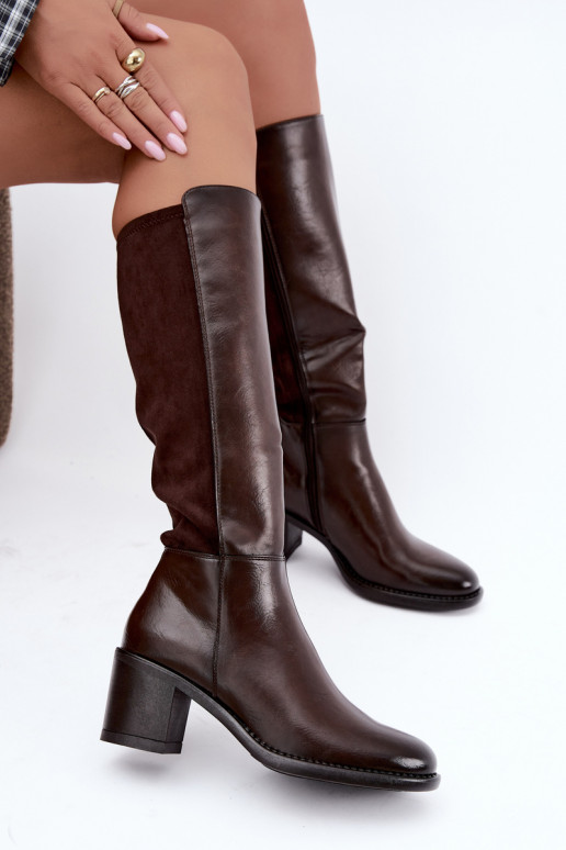 Botas largas aisladas con tacón Vinceza 58652 chocolate
