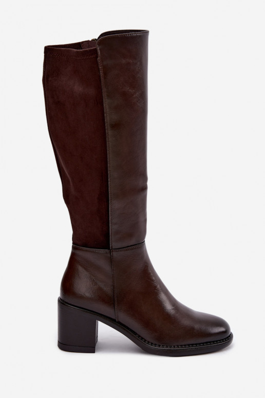 Botas largas aisladas con tacón Vinceza 58652 chocolate