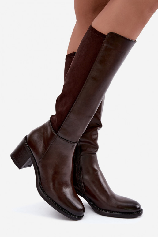 Botas largas aisladas con tacón Vinceza 58652 chocolate