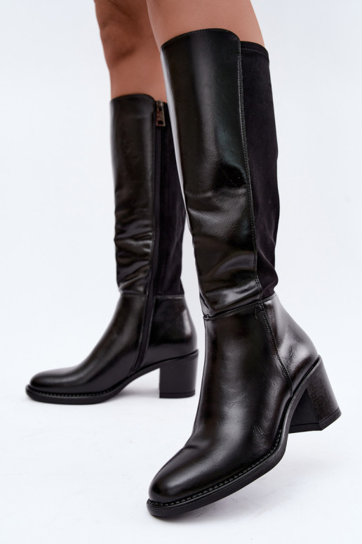 Botas largas aisladas con tacón Vinceza 58652 negro