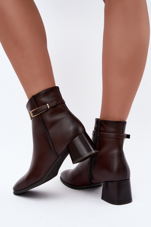 Botines aislados para mujer con hebillas Sergio Leone BT-34 chocolate