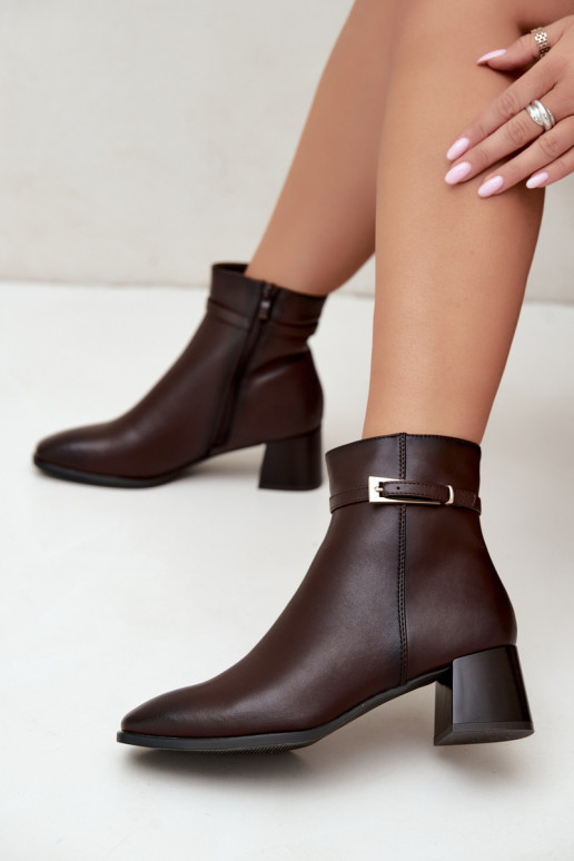 Botines aislados para mujer con hebillas Sergio Leone BT-34 chocolate