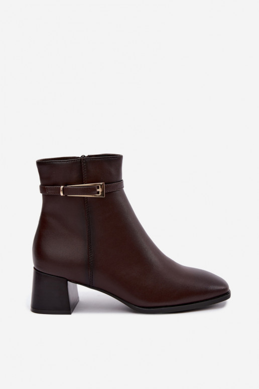 Botines aislados para mujer con hebillas Sergio Leone BT-34 chocolate