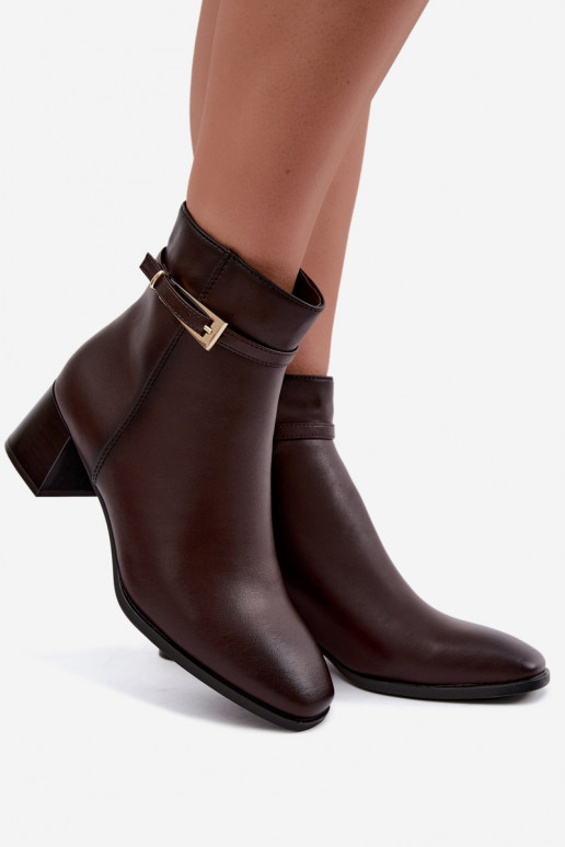 Botines aislados para mujer con hebillas Sergio Leone BT-34 chocolate
