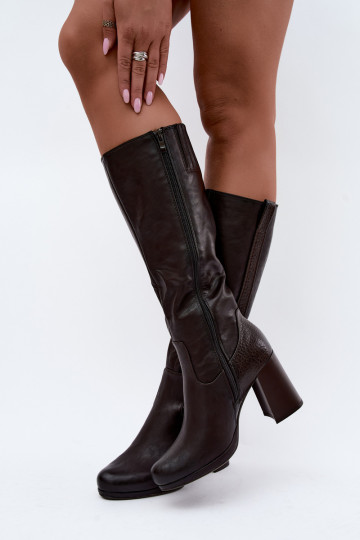 Botas largas aisladas con tacón chocolate Alessa 2