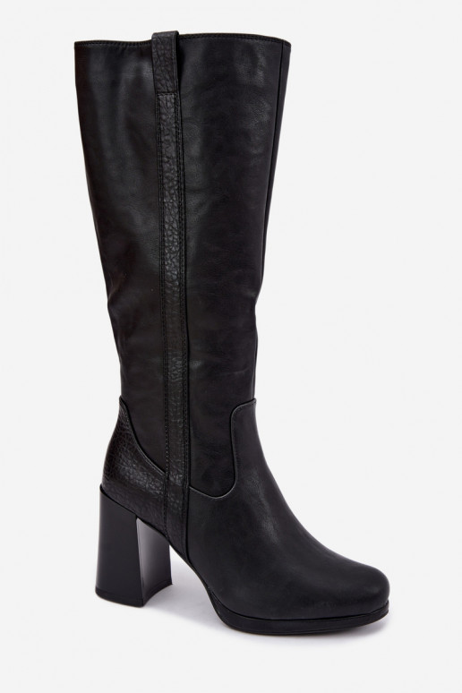 Botas largas aisladas con tacón negro Alessa