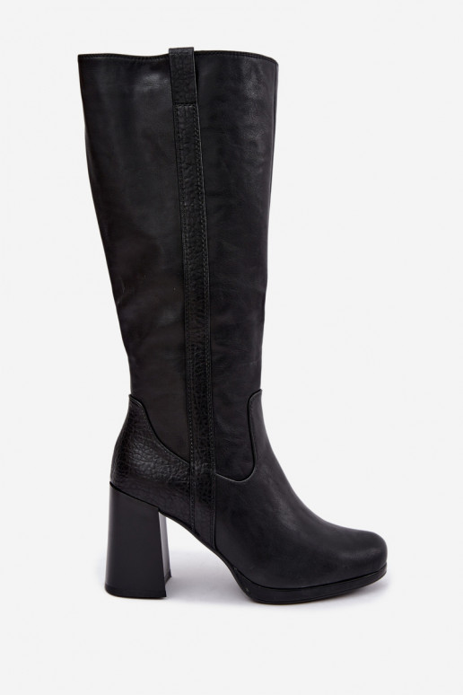 Botas largas aisladas con tacón negro Alessa