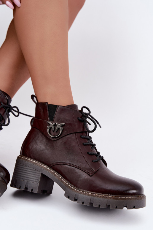 Botines de mujer calentitos en burdeos Calielle