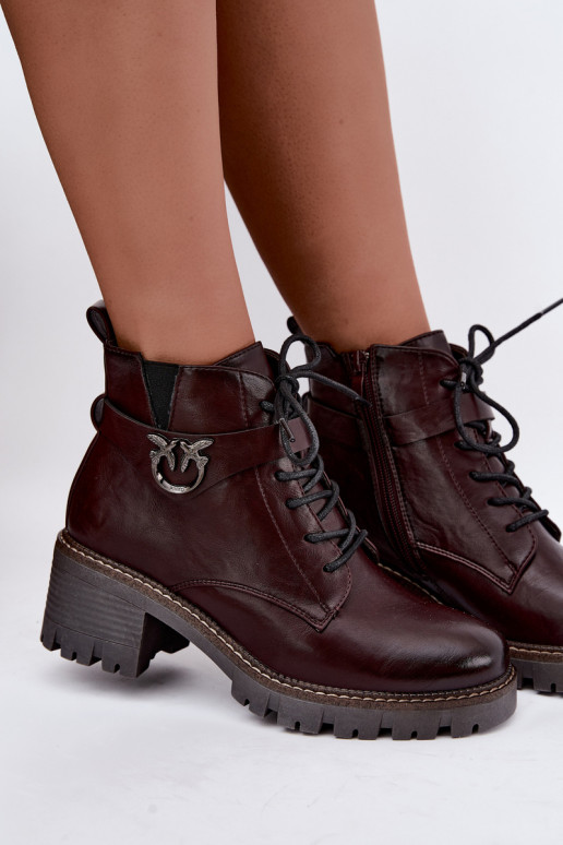 Botines de mujer calentitos en burdeos Calielle
