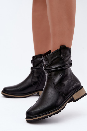 Botines de mujer calentitos con arrugas en negro 2