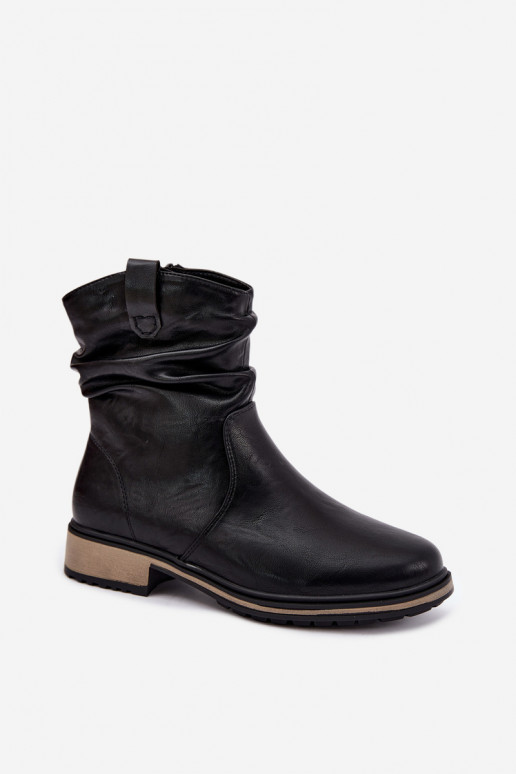 Botines de mujer calentitos con arrugas en negro