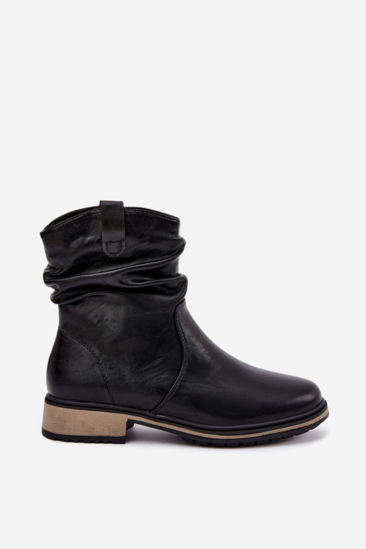 Botines de mujer calentitos con arrugas en negro