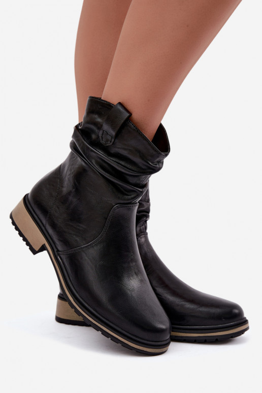 Botines de mujer calentitos con arrugas en negro