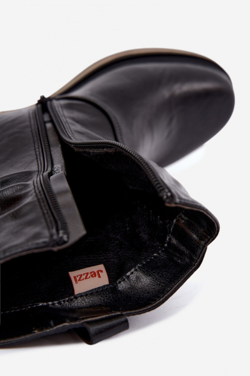 Botines de mujer calentitos con arrugas en negro