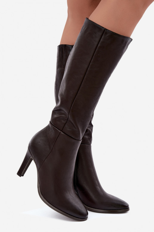 Botas altas de mujer calentitas con tacón en chocolate Rosmella