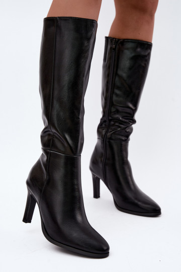 Botas altas de mujer calentitas con tacón en negro Rosmella